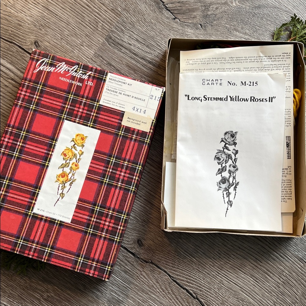 VINTAGE Jean McIntosh Ltd. needlepoint kit. Yellow Roses, 4x14” COMPLETE 🫶✨ - Picture 10 of 17